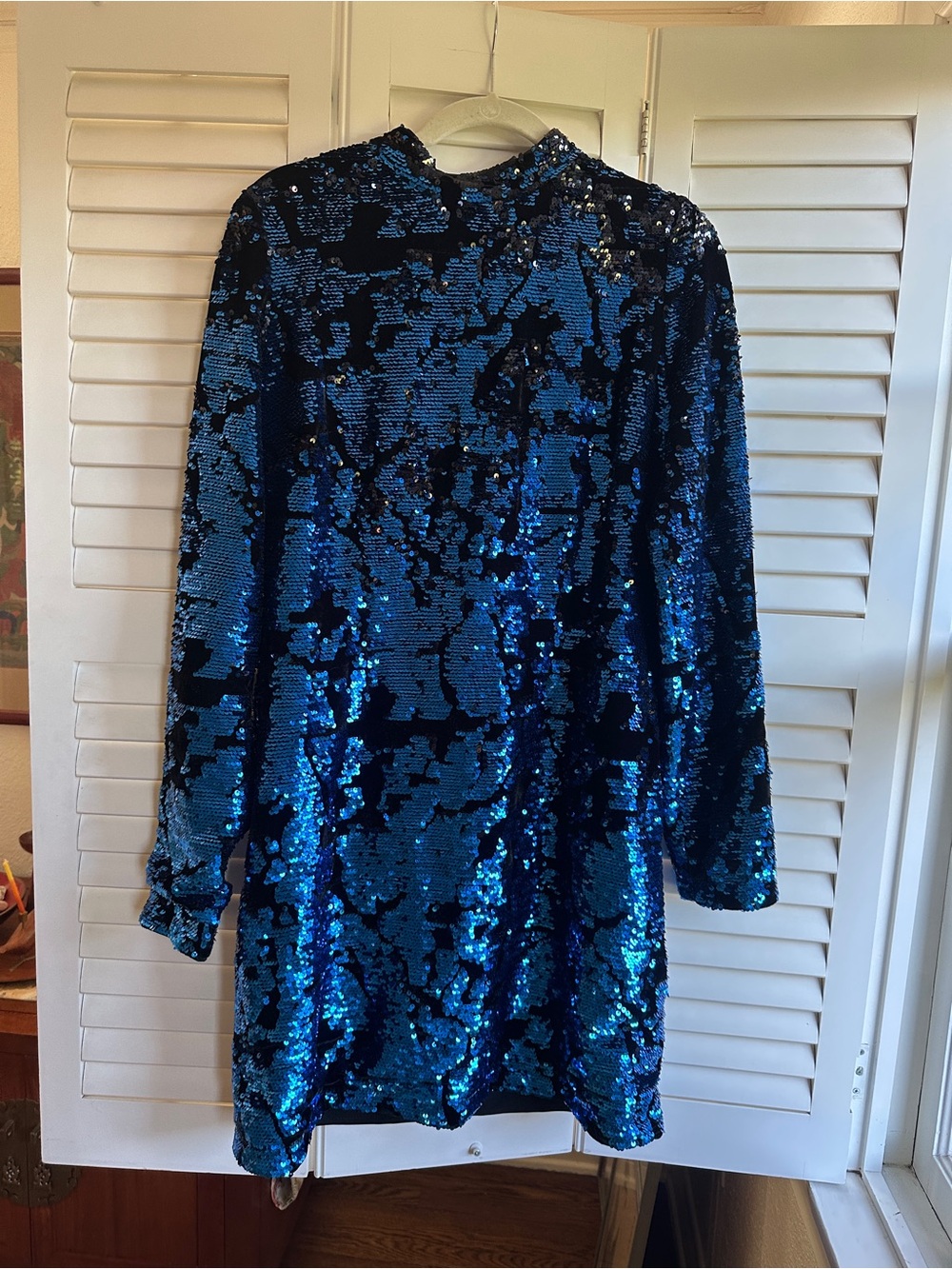 Herve Leger gorgeous blue sequin dress designed by Max Azria
